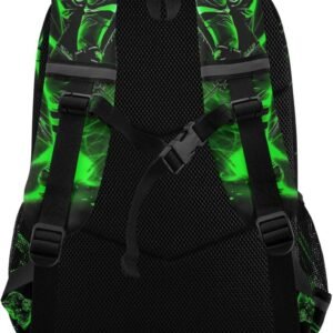 Green Hockey Player Backpack for Boys Girls Kids Elementary Bookbag School Bag Students Daypack Travel Rucksack