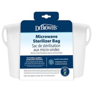 Dr. Brown’s Microwave Steam Sterilizer Bag for Baby Bottles, Breast Pump Parts & Other Toddler Accessories, 100% Silicone, Reusable Sterilizing Bag
