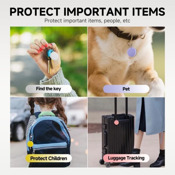 4 Pack Air Tracker Tag Item Finders Work for Apple Find My (iOS Only) IP68 Waterproof Smart Tag Bluetooth Tracker Item Finder for Key, Backpack, Wallet - Image 7