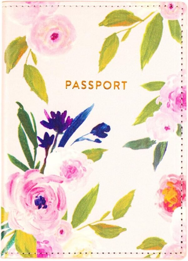 Eccolo Travel Passport Cover Case with Document Holder Storage Pocket, Travel Must Have with Premium Synthetic Leather, Floral Design, (5.5x4 inches)