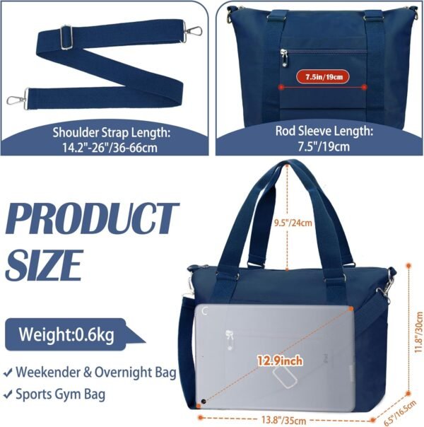 Small Travel Gym Duffel Bag for Women, Waterproof Nylon Weekender Overnight Bag Personal Item Carry on Bags for Airplanes Hospital Sports Fitness Dance Mommy Tote - Image 6