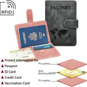 Passport Holder for Travel Essentials, 2 Pack Rfid Passport Cover for Women Men