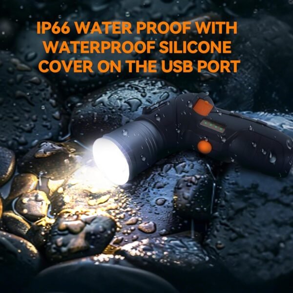 Horenom Handheld Spotlight with Adjustable Focus, 1000LM Rechargeable Spot Light Portable Flashlight with Foldable Stand for Emergencies, Camping, Night Walking - Image 7