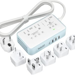 220V to 110V Voltage Converter US to Europe, 2000W Max International Power Converter with 4 USB Charging, Power Converter for European with Travel Plug Adapter