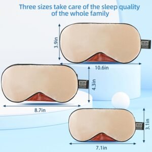 Sleep Mask, 1 Pack 100% Real Natural Pure Silk Eye Masks with Elastic Adjusting Strap, Mulberry Silk Eye Sleep Shade Cover for 3 Sizes (Gold, Small 7.1”x3.1”)