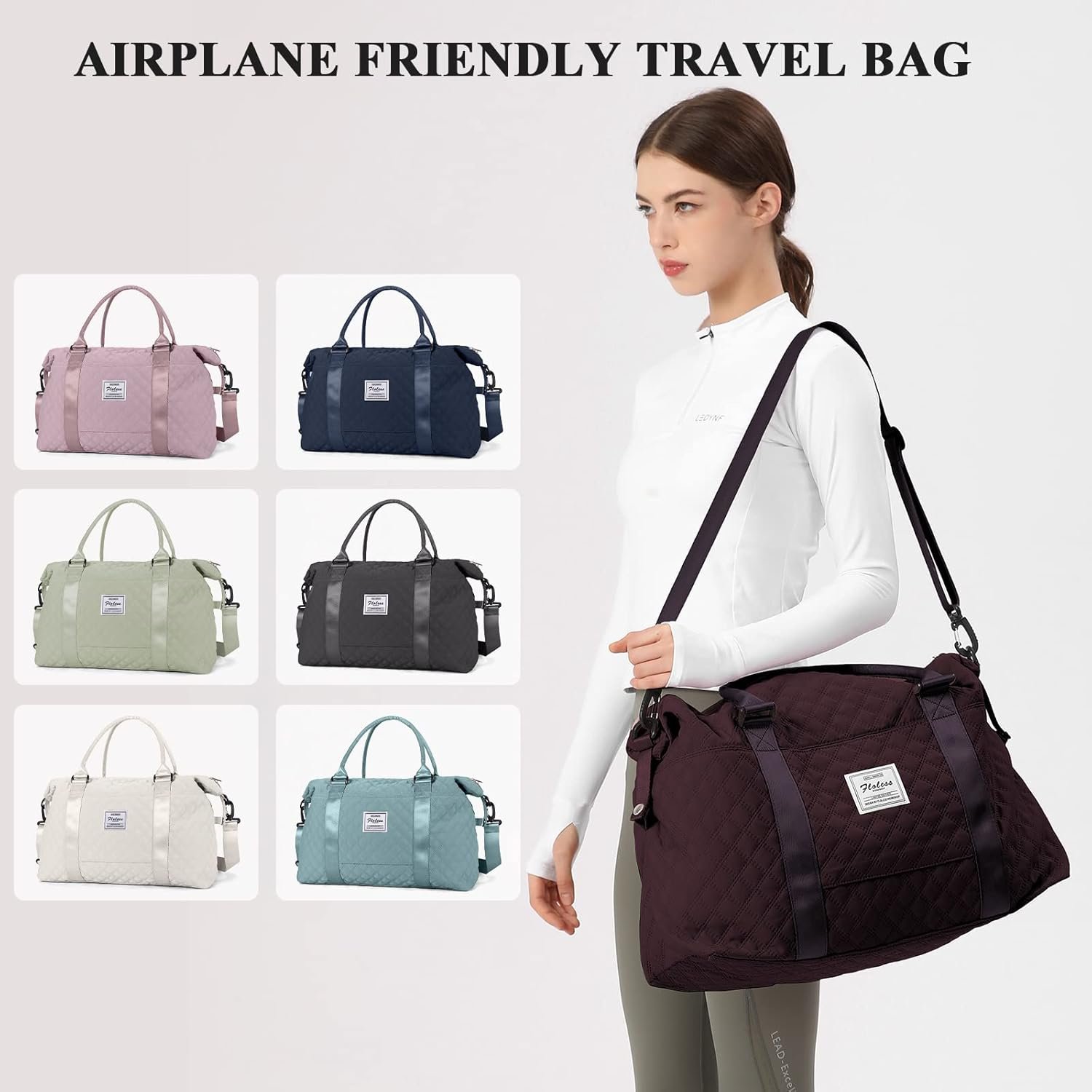 Travel Duffel Bag,Sports Tote Gym Bag,Shoulder Weekender Overnight Bag for Women - Image 7