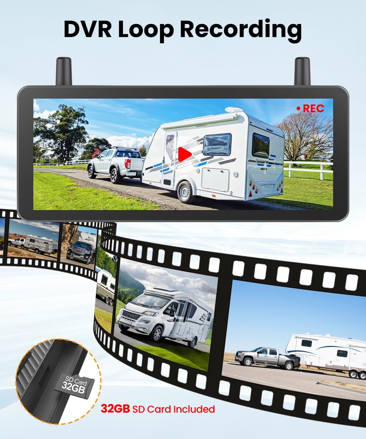 Solar Backup Camera Wireless for RVs and Trailers No-Installation - 7.2" HD 1080P Monitor,Dual Camera System, Strong Magnetic Scratch-Proof Rear View Camera for Trucks, Campers, SUVs, and Cars - Image 4
