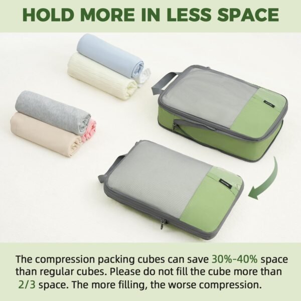 BAGAIL 6 Set/4 Set Lightweight Compression Packing Cubes for Travel, Anti-Tearing Expandable Organizer Bags for Suitcase - Image 6