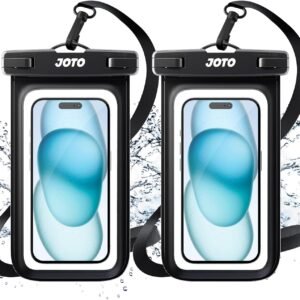 JOTO 2 Pack Universal Waterproof Phone Case for iPhone 16 15 14 13 Plus Pro Max, IPX8 Dry Bag 12 11 Pro Max XR X 8 7 6S Plus SE, Galaxy S23 S22 S21 S20+ S20 S10 Plus Note, Pixel up to 7″ -Black