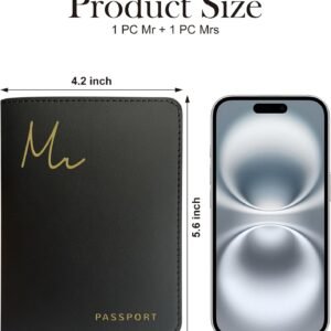 HubbyWifeyGifts Mr and Mrs Passport Holder Set,Passport Holder for Travel,Honeymoon Travel Essentials, Gifts for Honeymoon、Newlyweds、Wedding