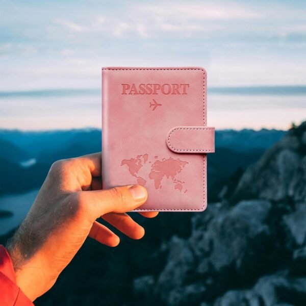 Passport Holder for Travel Women and Men RFID Passport Holder with Card Slots Holder Passport Case Passport cover Passport Wallet Travel Essentials and Accessories (Buckle, PINK) - Image 6