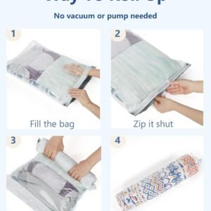 BAGSMART Packing Cubes for Suitcases, 8 Set Suitcase Organizer Bags Set & Vacuum Storage Bags for Travel