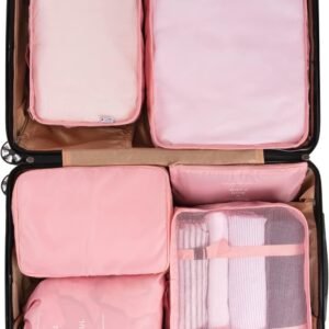Adwaita 6 Set Packing Cubes, Travel Luggage Packing Organizers (Pink)