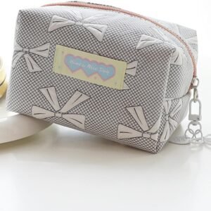 Korean Styles Makeup Bag Aesthetic Cosmetic Portable Toiletry Zippers Wash Large Capacity Makeup Lovely Cosmetic Korean Styles Wash for Woman, Green, Mass Beauty