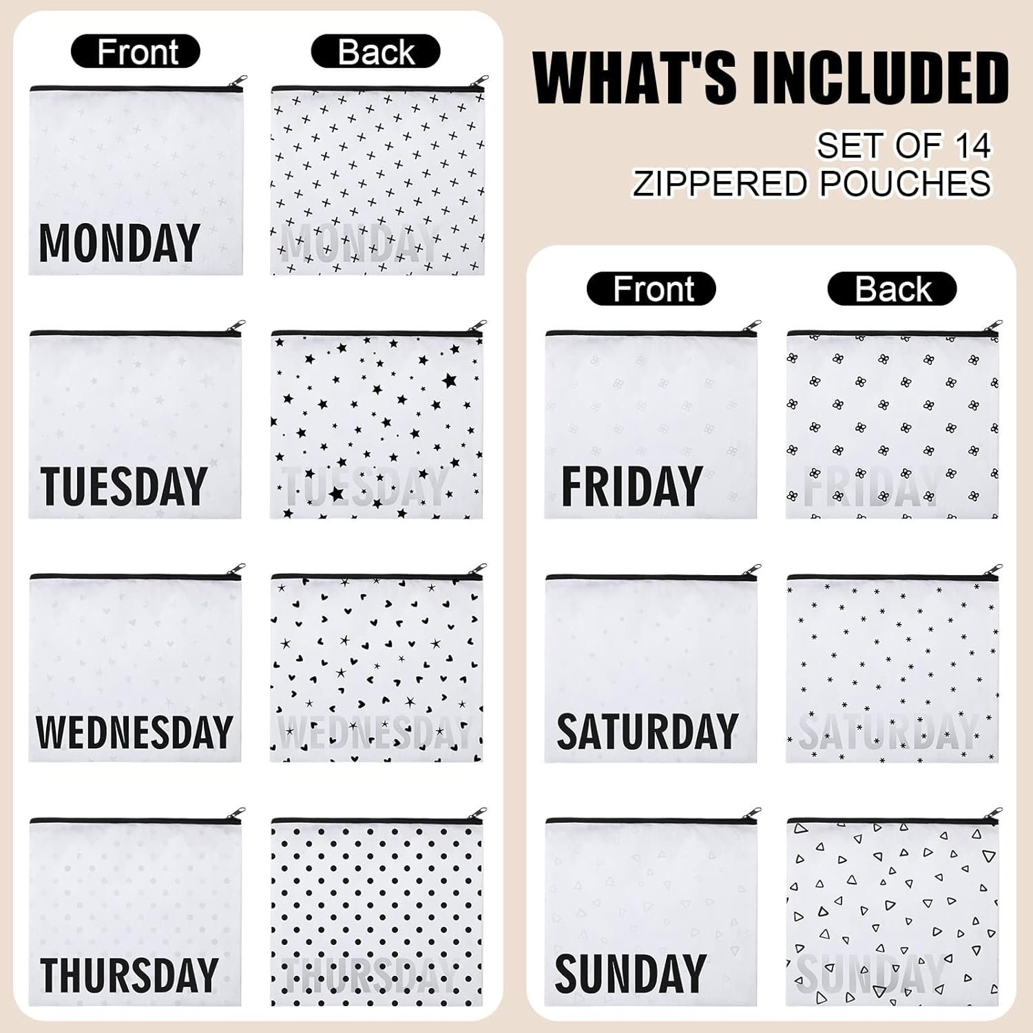 Oudain Packing Cubes Kids and Baby Travel Organizer Pouches Suitcases and Luggage Travel Accessories for Boys and Girls Summer Camp, Cruise, and Family Vacations, Days of Week - Image 3