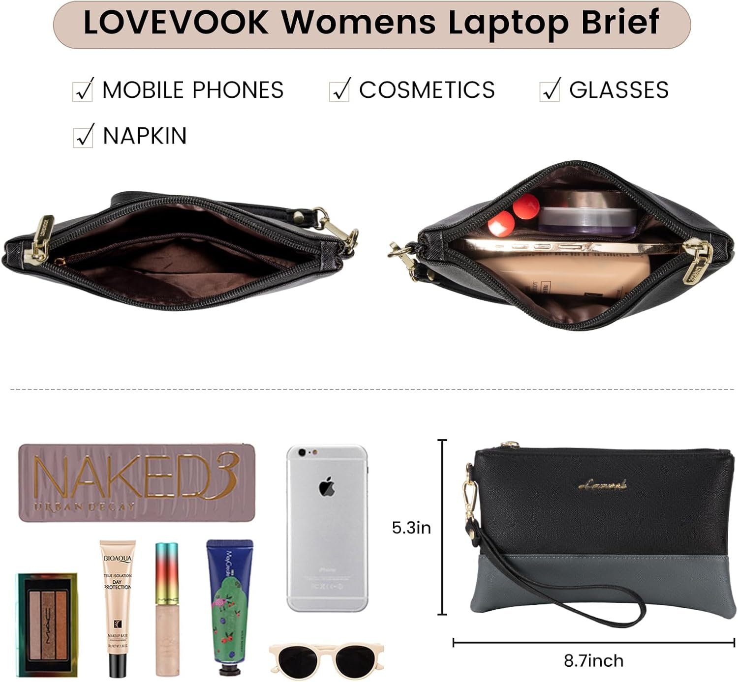 LOVEVOOK Laptop Tote for Women - 15.6 Inch Professional Leather Computer Briefcase - Waterproof Shoulder Bag - Large Capacity Business Teacher Office Bag - Crossbody Purse - Image 6