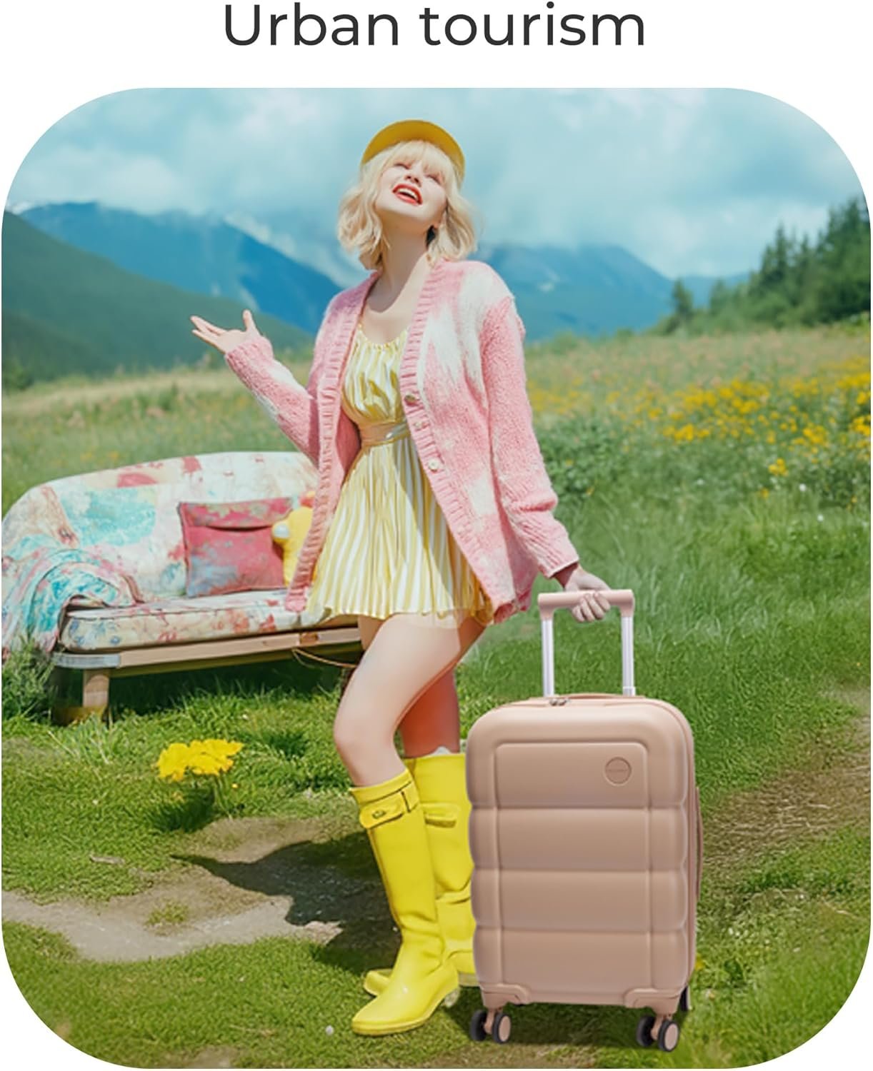 BAGSMART Carry on Luggage with Spinner Wheels, 22x14x9 Carry On Luggage Airline Approved With TSA Lock, Durable Hard Shell Carry On Suitcase 20 inch, Ivory - Image 9