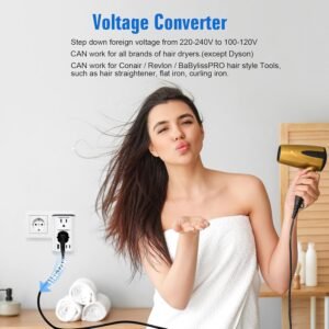 Voltage Converter Us to Europe, 220v to 110v Power Adapter, European Plug Power Converter 2500w, Transformer for Curly Hair Dryer, Travel Adapter Worldwide Step Down，