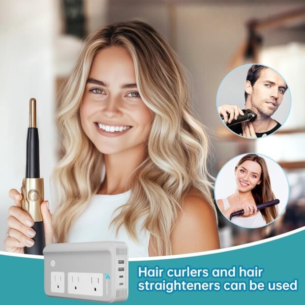 Mapambo 330W 220V to 110V Voltage Converter US to Europe for Hair Straightener and Curling Iron, 35W Fast Charging International Universal Travel Converter Adapter C A G I (Gray) - Image 2