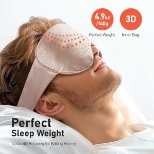 LitBear Weighted Silk Sleep Mask 4.9 oz (140g), Mulberry Silk Sleeping Mask with Detachable Insert, Women Men Pressure Relief Night Light Blocking Eye Mask with Adjustable Strap, for Relax Deep Sleep
