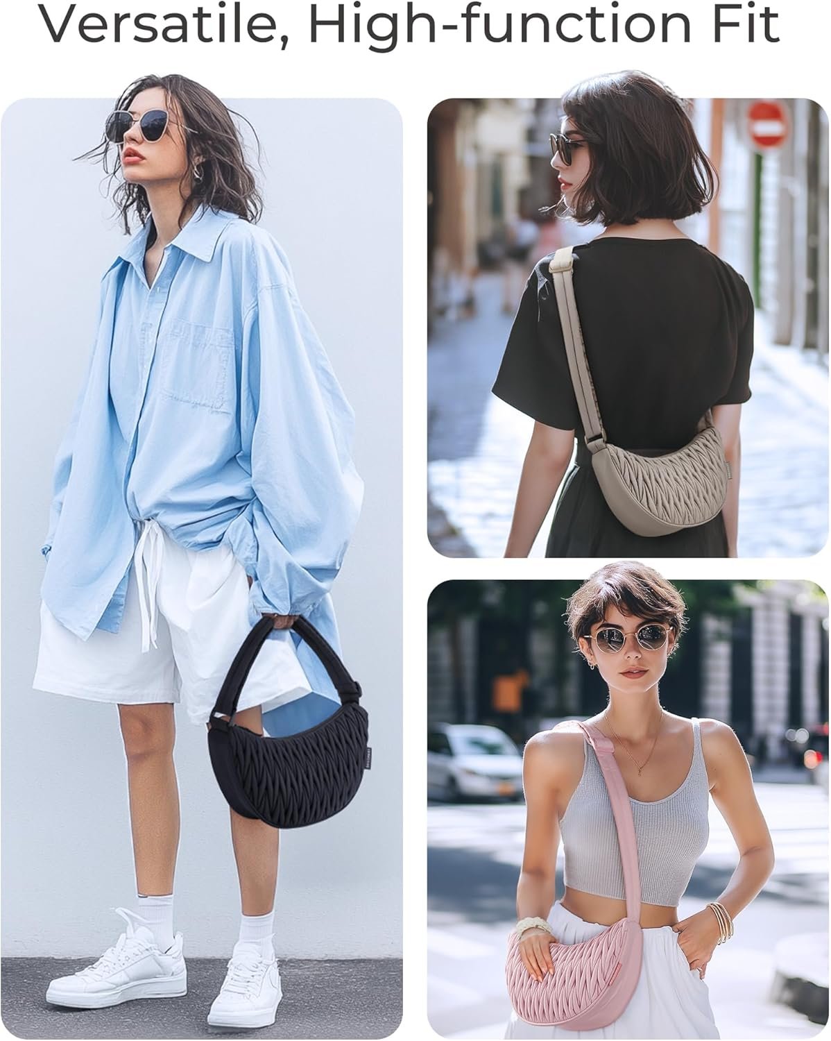 BAGSMART Hobo Bag for Women, Nylon Quilted Crossbody Bags for Women Shoulder with Adjustable Strap - Image 7