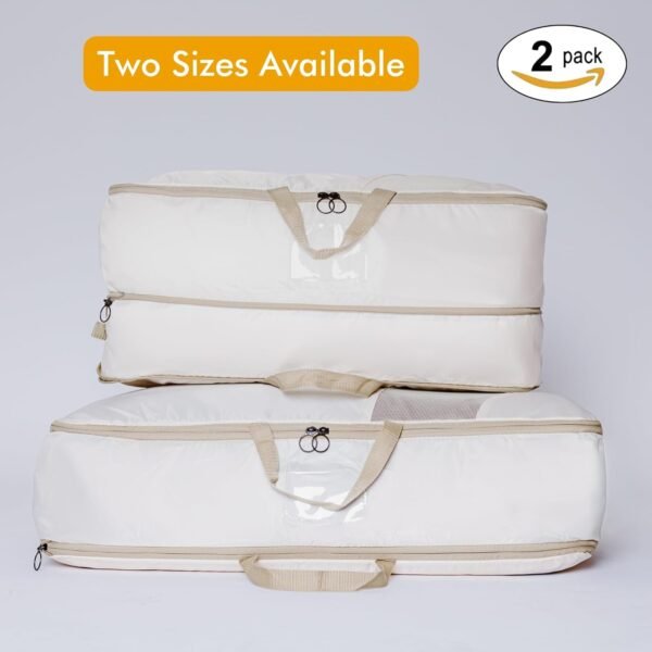 2-pack XXL Comforter Storage Bag - Space Saving Compression Bag for Pillows, Blankets, Bedding -Collapsible Extra Large Mesh Packing Cube - Queen King (2-pack Large Size 28x20x11") - Image 9