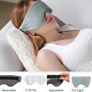Sivio Weighted Eye Mask for Sleeping, Cooling & Cozy Reversible Blackout Sleep Mask for Women & Men, Microwave Freezable Heavy Blindfold for Migraine, Travel, Meditation, 0.55lbs, Grey