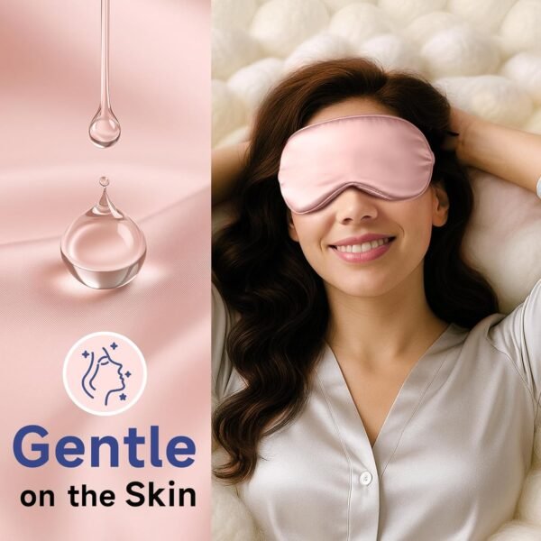 Umisleep 100% Pure Mulberry Silk Sleep Mask, 22 Momme 6A Soft & Smooth Fibers, Breathable Eye Mask for Women Men, Better Light Blocking Sleeping Mask with Travel Pouch, Elastic Strap Blindfold, Pink - Image 4