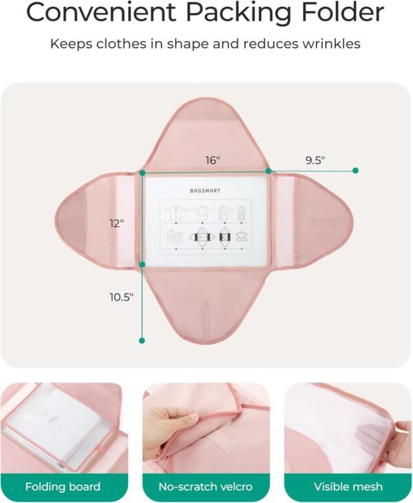 BAGSMART Garment Folder Packing Cubes for Travel, 4 Set Lightweight Travel Cubes for Wrinkle Free, Durable Suitcase Organizers Bag Set for Travel Essentials White Opal - Image 2