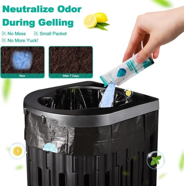 60 Portable Toilet Bags with Poo Gel Set, 8 Gallon Camping Toilet Bags with Absorbent Gels, Waste Bags, Leak-Proof Trash Bag for Camping Potty, Traveling - Image 6