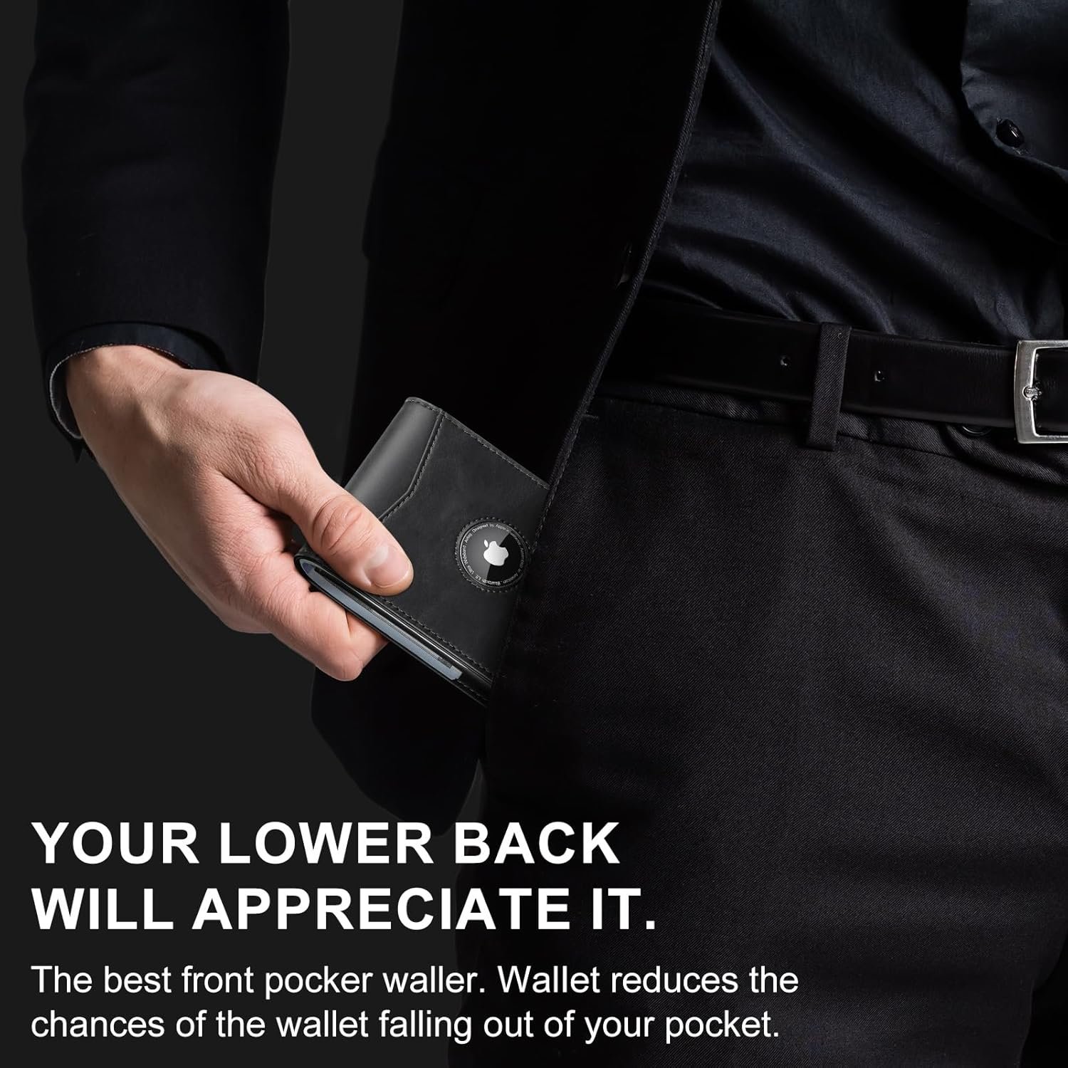 Apple Air Tag Wallet Men: Wallet with Airtag Holder - Wallet for Airtag Men Slim Minimalist with ID Window RFID Leather Wallet - Image 6