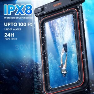 TOPK Waterproof Phone Pouch [2-Pack] IPX8 Floating Dry Bag Waterproof Phone Case for Vacation Beach Pool Swimming Essentials Compatible with iPhone 15 14 Pro 13 12 11 Pro Samsung S23 Ultra Up to 7.0