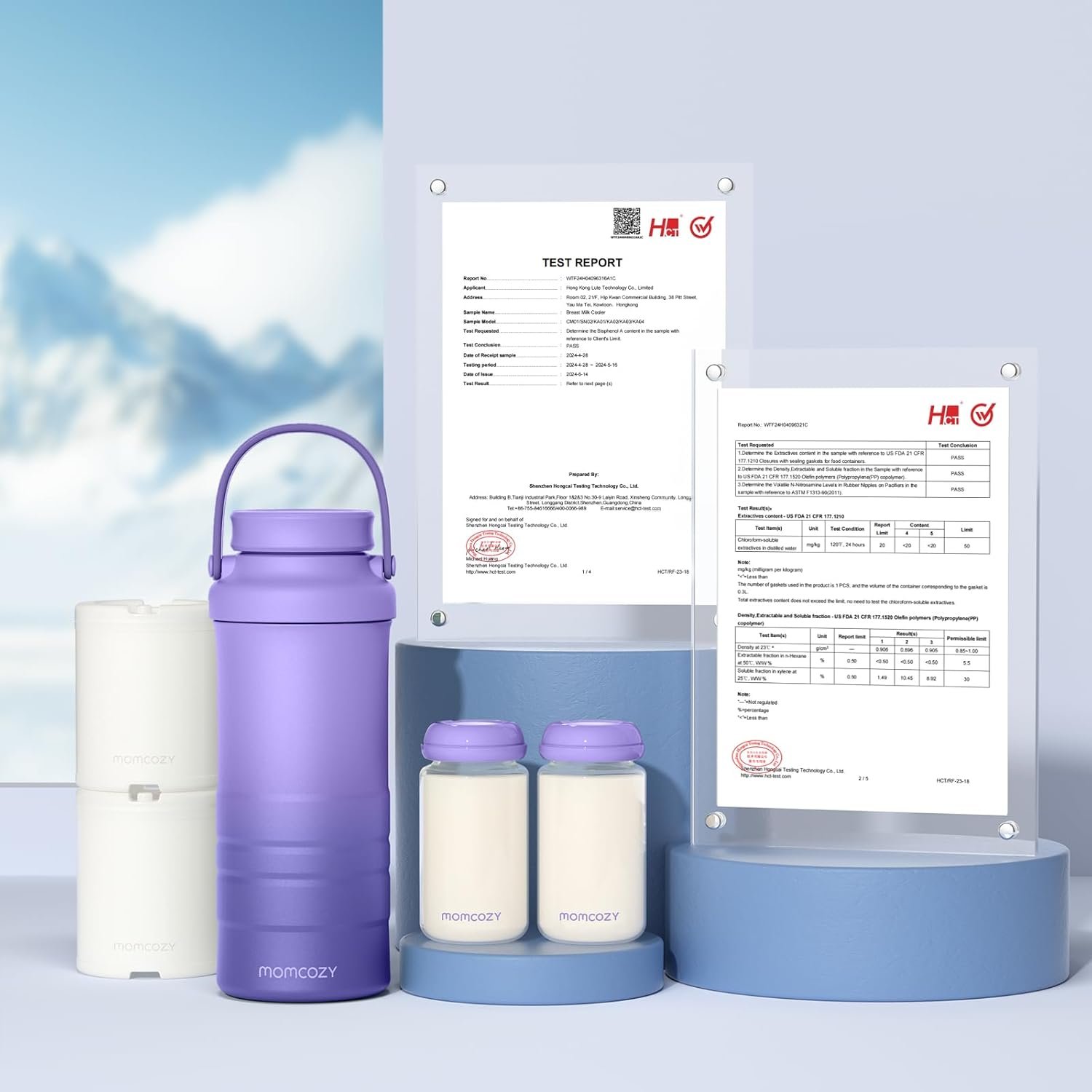 Momcozy 22oz Portable Breast Milk Cooler for Outdoor, Life Saver with 360° Total Cooling for 24 Hours, Larger Capacity Travel Breastmilk Chiller with 2pcs Baby Bottles for Breastmilk Storage, Purple - Image 6