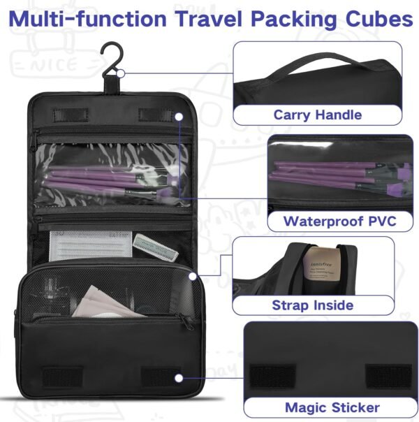 Compression Packing Cubes for Travel, 8 Set Packing Cubes for Suitcases, Breathable Mesh Travel Bags Organizer for Luggage Lightweight Vacation Essentials Accessories (Black) - Image 3