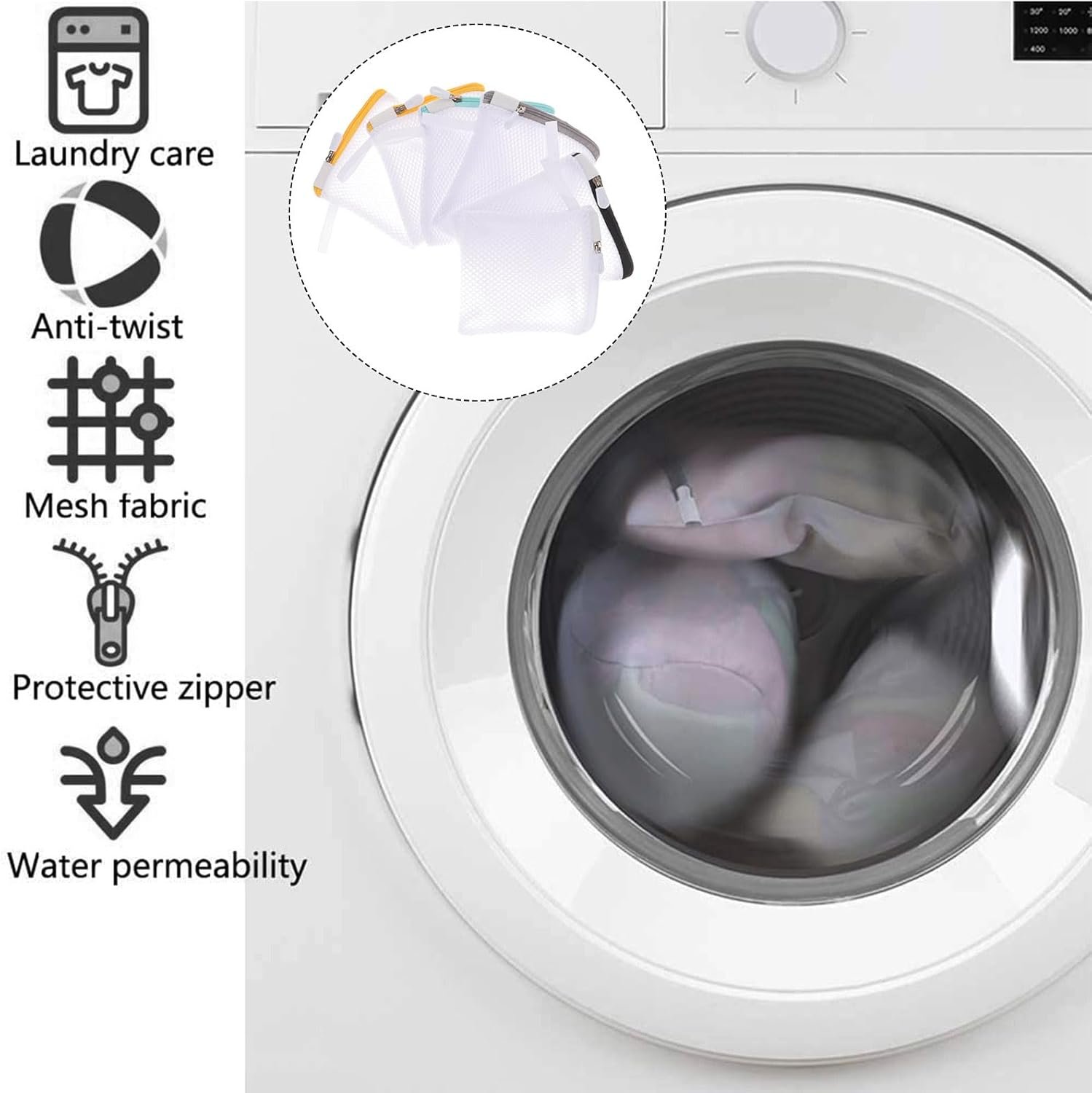 6pcs Laundry Bag Mesh Wash Bag Mini Washing Machine Underwear Washing Bag Wash Bags Protecting Wash Bag Foldable Wash Bag Laundry Pouch Travel Sandwich Mesh Laundry Mesh Bag Bra - Image 9