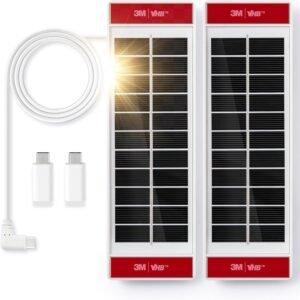2PCS Solar Panels 1.3 Watt 5.5 Volt for Motorized Blinds, USB-C Plug Mobile Power Mounted on Windows