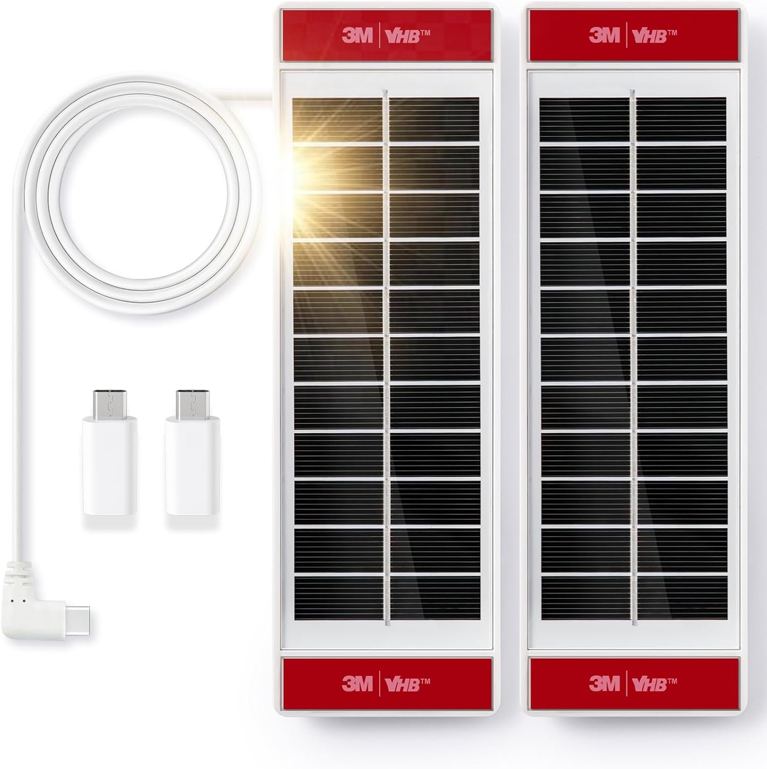 2PCS Solar Panels 1.3 Watt 5.5 Volt for Motorized Blinds, USB-C Plug Mobile Power Mounted on Windows