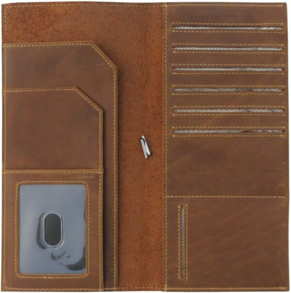 WANDERINGS Genuine Leather Passport Wallet - 4.25 x 9 - Large Leather Passport Holder for Travel - Folding Leather Travel Wallet Case with RFID Blocking, Travel Organizer for Men and Women - Image 3