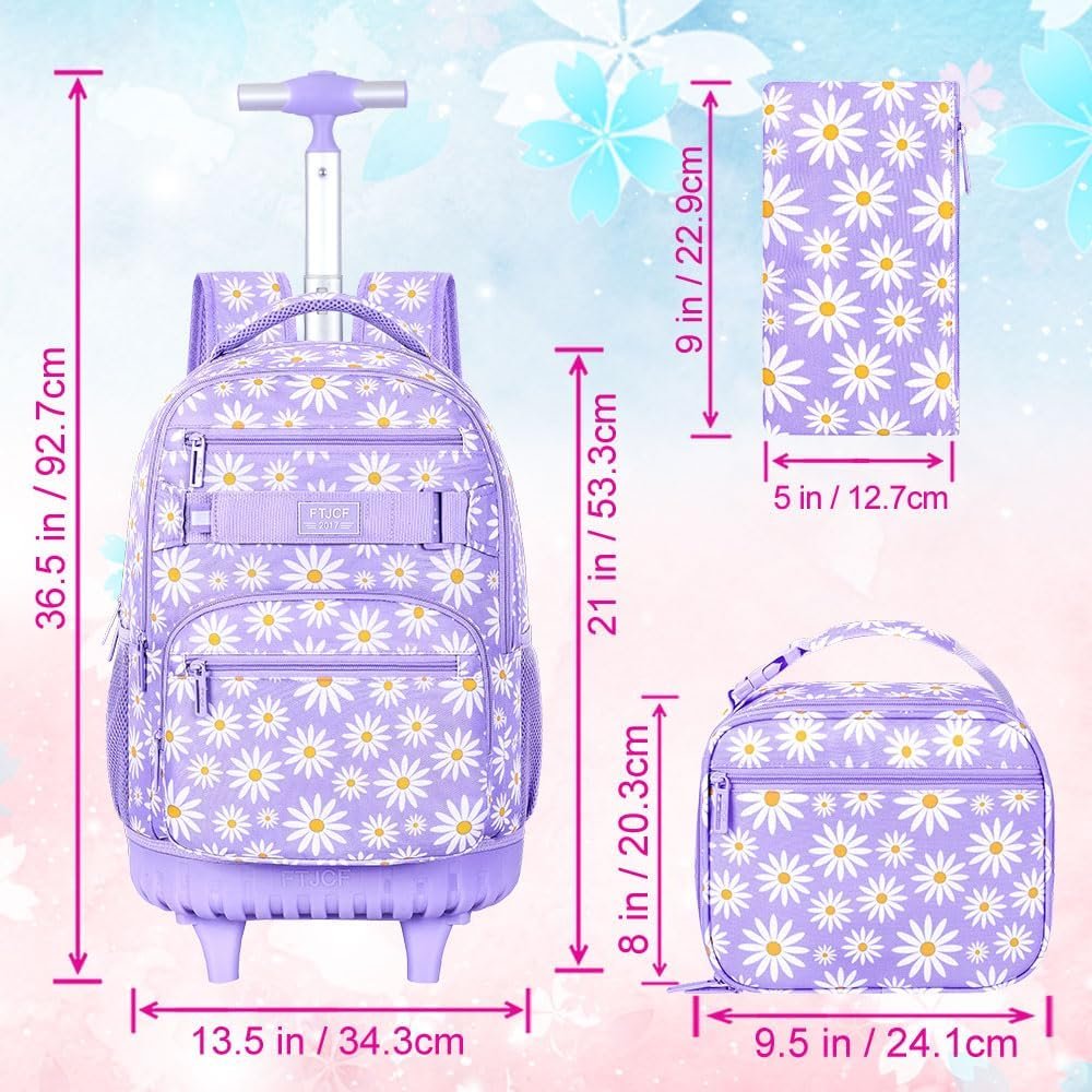 gxtvo Rolling Backpack for Womens and Mens, Adults Wheeled Bookbag with Lunch Box for Girls and Boys. - Image 4