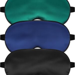 Silk Sleep Mask for Sleeping with Adjustable Strap, Satin Blackout for Men&Women, Comfortable Blindfold Eyeshade for Night Sleep (Black,Blue,Green)
