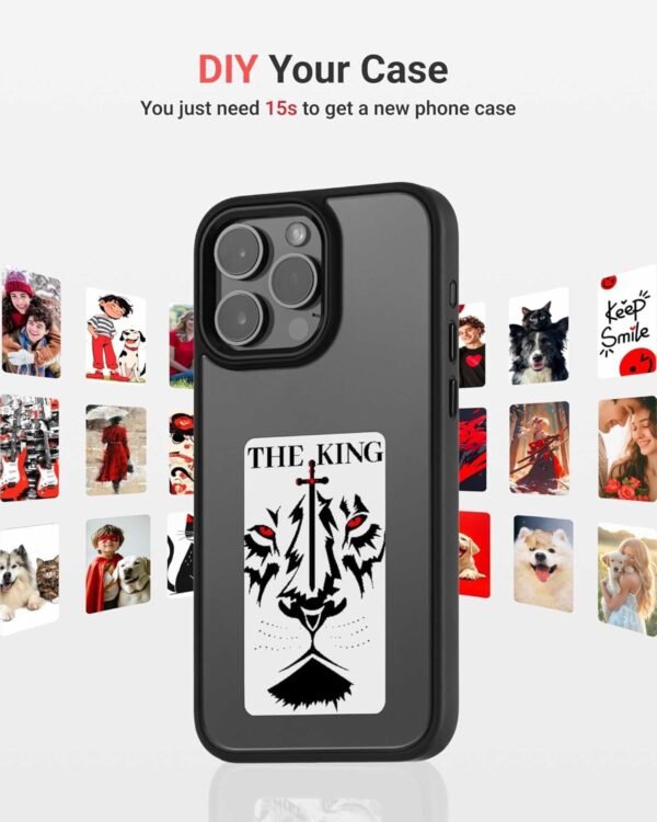 Custom DIY Wireless E-Ink Screen NFC Photo Display Smart Phone Protective Case - iPhone 14 Pro, Water-Resistant - Black - Image 2