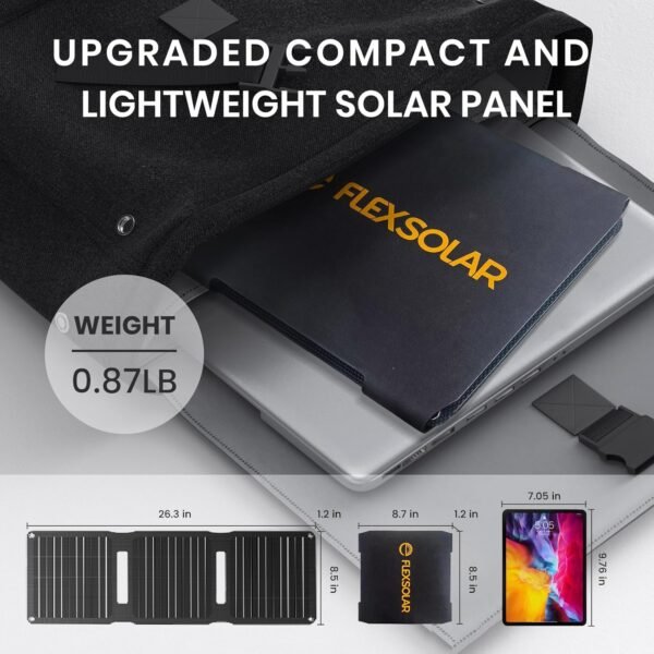 [Upgraded] FlexSolar 20W Portable Solar Panel, High Efficiency ETFE Foldable Panels with 5V USB A/USB C Ports, IP67 Waterproof Power Emergency Solar Charger for Phone Power Bank Camping Backpacking - Image 4