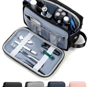 Travel Toiletry Bag for Men – Toiletries Mens Dopp Kit Waterproof Toiletry Bags Shaving Bag for Traveling, Lightweight Toiletries with Double Zippers (Black)