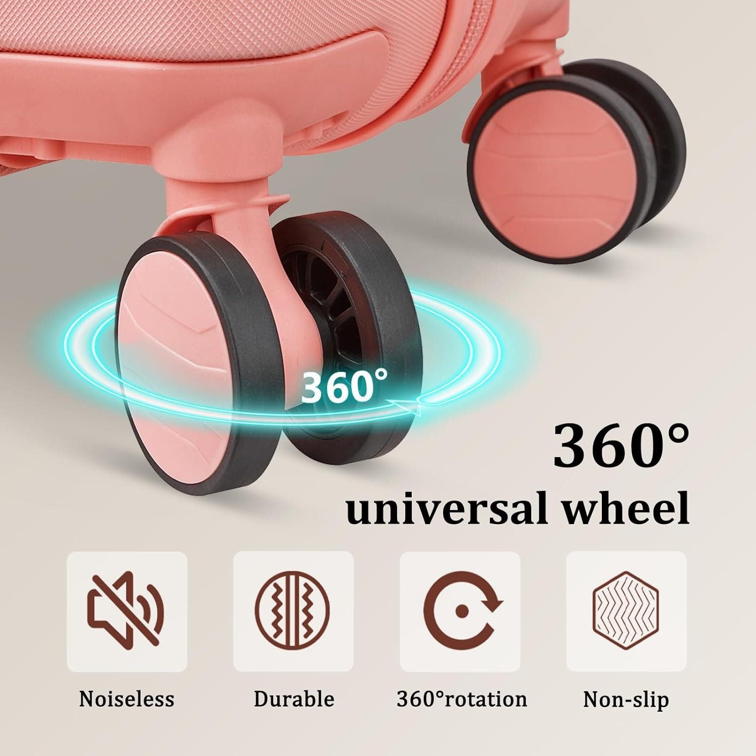 imiomo Hard Shell Luggage Sets 5 Piece for Women, Lightweight Hardside Rolling Suitcase Set with Spinner Wheels and TSA Lock, Pink - Image 3