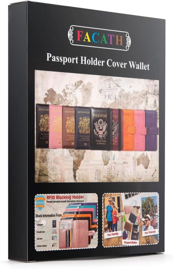 Passport Holder for Travel Passport Cover for Men Passport Wallet Case With 3D Metal Badge Protector Leather Card Case RFID Blocking Women Travel Accessories Document Organizer (Navy Blue) - Image 8