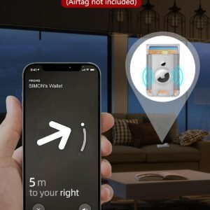 for Magsafe Wallet with Airtag Holder, Magnetic Wallet for iPhone 16/15/14/13/12 Series, 9-Card Holder, Open ID Window, Mag Safe Wallet with Adjustable Stand, RFID Blocking, Grey