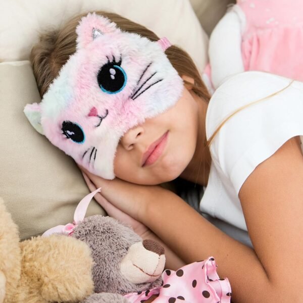 2 Pcs Sleep Mask Soft Plush Blindfold Cute Rabbit Panda Koala EyeCover Soft Eye Blindfold Cover Animal Shade Night Eye Masks for Women Girls Home Travel (Colorful) - Image 5