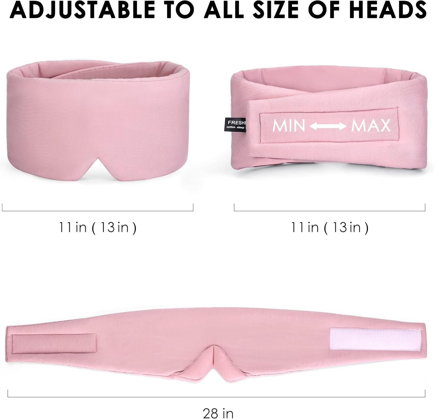 FRESHME Cotton Sleep Mask Blackout - Handmade Eye Mask for Sleeping Eye Shade Cover Sleep Mask for Women Men Girl Soft and Breathable Adjustable Blinder Light Blocking Pink Airplane with Travel Pouch - Image 4