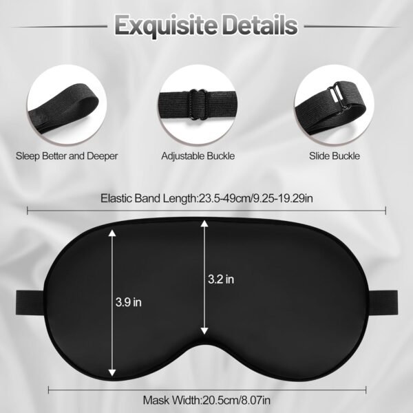 Silk Sleep Mask for Sleeping with Adjustable Strap, Satin Blackout for Men&Women, Comfortable Blindfold Eyeshade for Night Sleep (Black,Blue,Green) - Image 2
