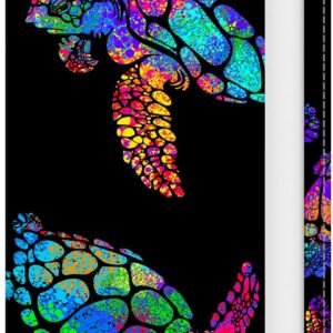 Passport Holder for Travel Essentials, RFID Premium Leather Passport Wallet Cover Case for Travel Must Haves Accessories, Passport Book Holders for Women Men Colorful Boho Tirtles